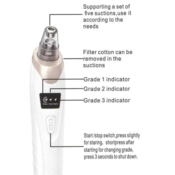 Face Vacuum Suction Blackhead Remover Pore Cleaner | Electric Deep Cleansing Tool For Nose & Face - Unistyles store