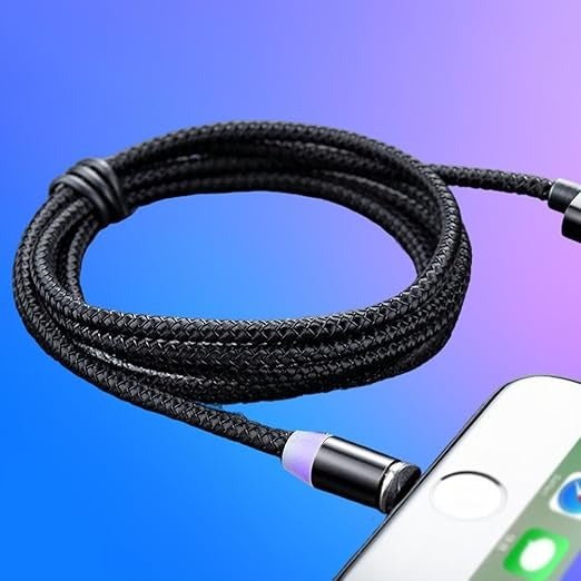 3 - in - 1 Magnetic Charging Cable – Micro USB, Type - C, iPhone | 360° Rotate | LED | Nylon Braided - Unistyles store