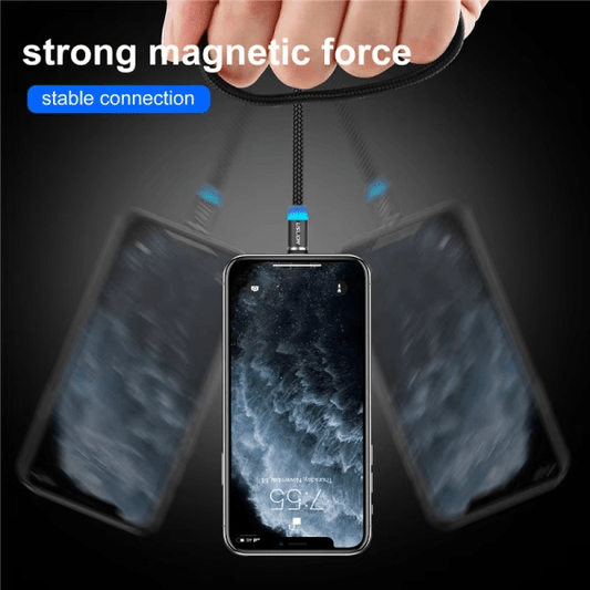 3 - in - 1 Magnetic Charging Cable – Micro USB, Type - C, iPhone | 360° Rotate | LED | Nylon Braided - Unistyles store
